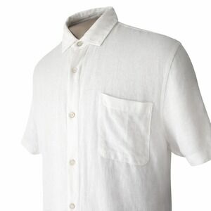 Bruno Positano Mens White Washable Italian Linen Button Up Shirt NWOT L